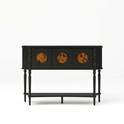 French Solid Wood Handmade Muslin 3-Cabinet Side Table