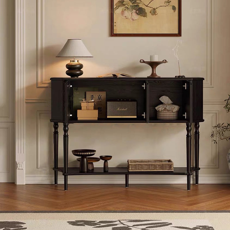 French Solid Wood Handmade Muslin 3-Cabinet Side Table