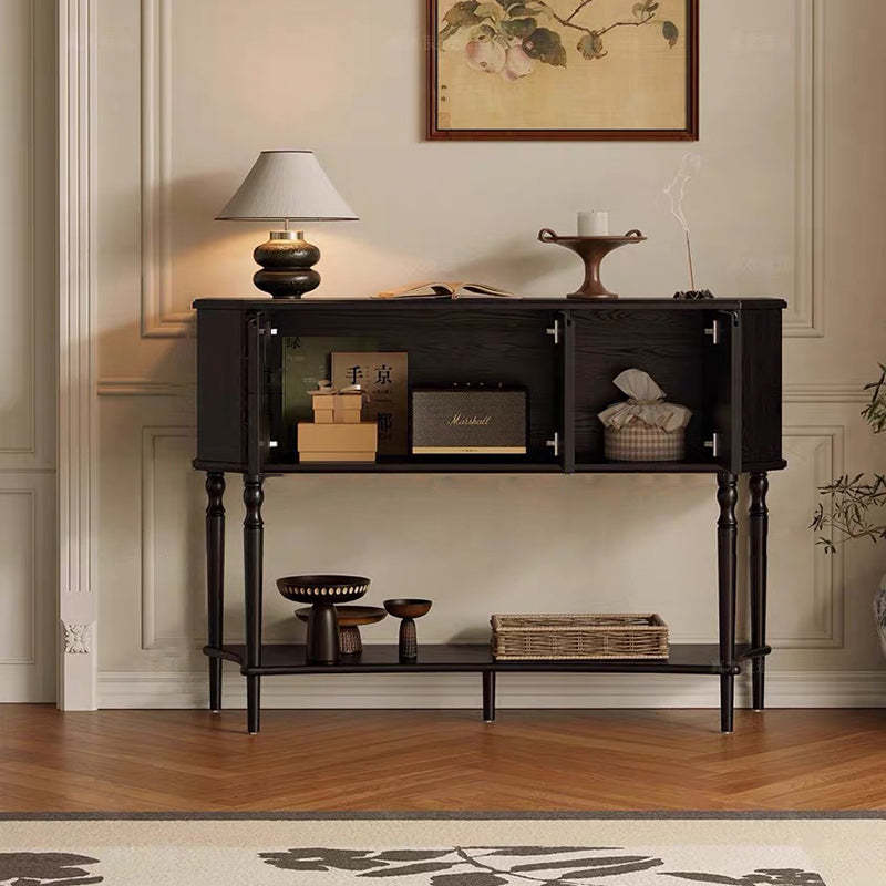 French Solid Wood Handmade Muslin 3-Cabinet Side Table