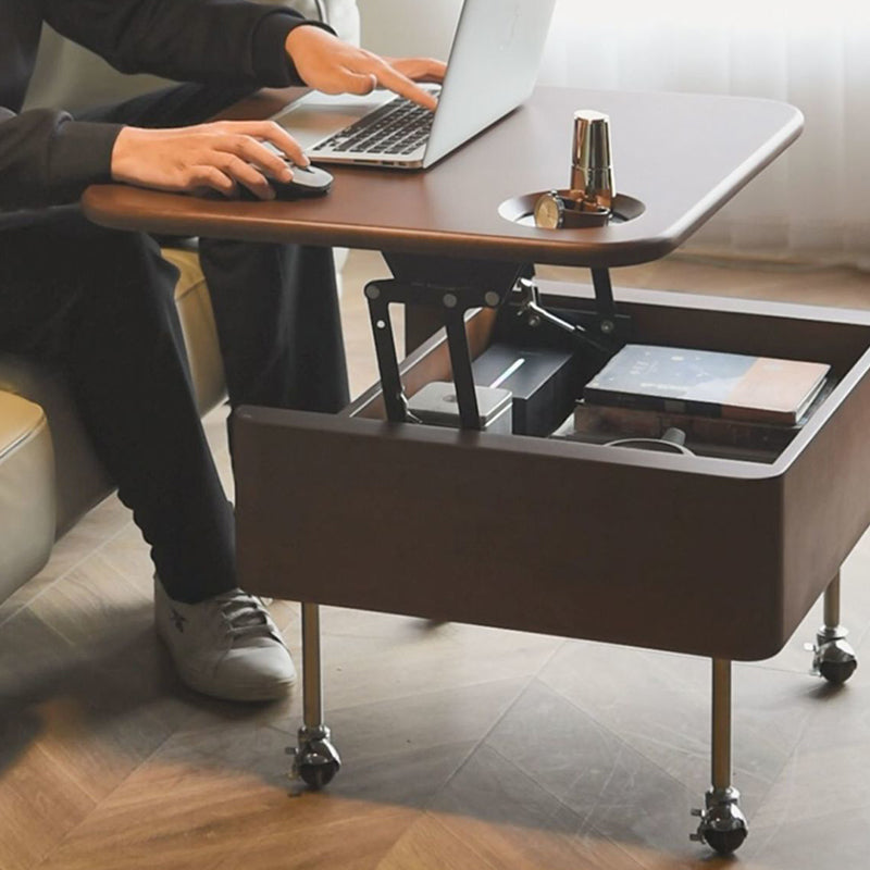 Retro Rubber Wood Liftable Movable Coffee Table