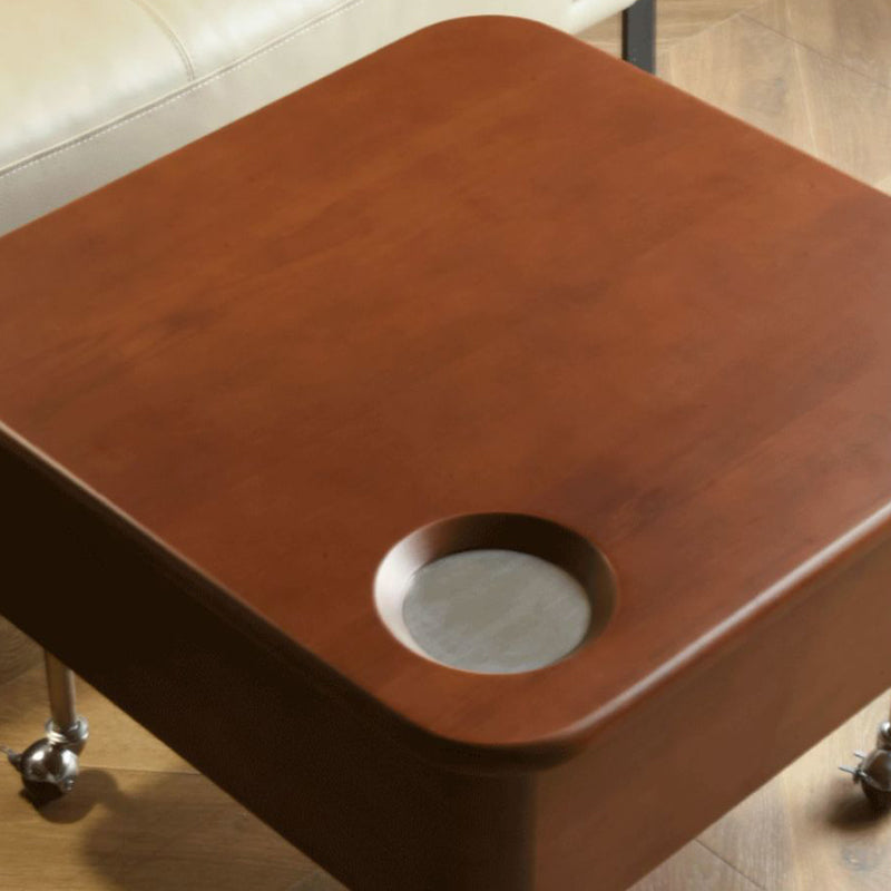 Retro Rubber Wood Liftable Movable Coffee Table