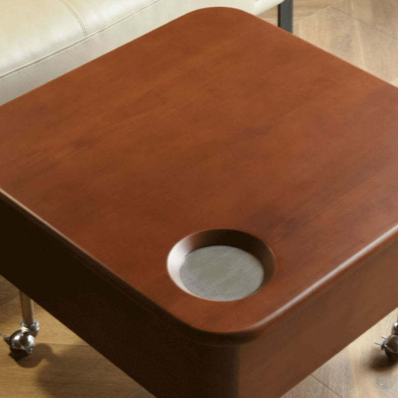 Retro Rubber Wood Liftable Movable Coffee Table