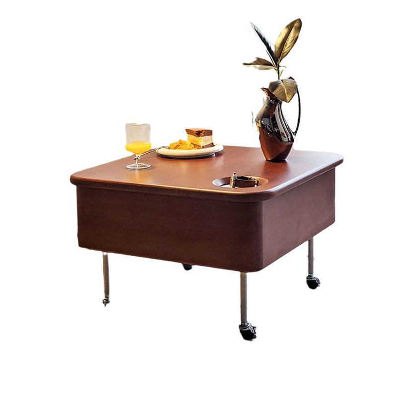Retro Rubber Wood Liftable Movable Coffee Table
