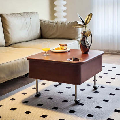 Retro Rubber Wood Liftable Movable Coffee Table