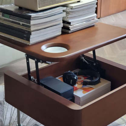 Retro Rubber Wood Liftable Movable Coffee Table