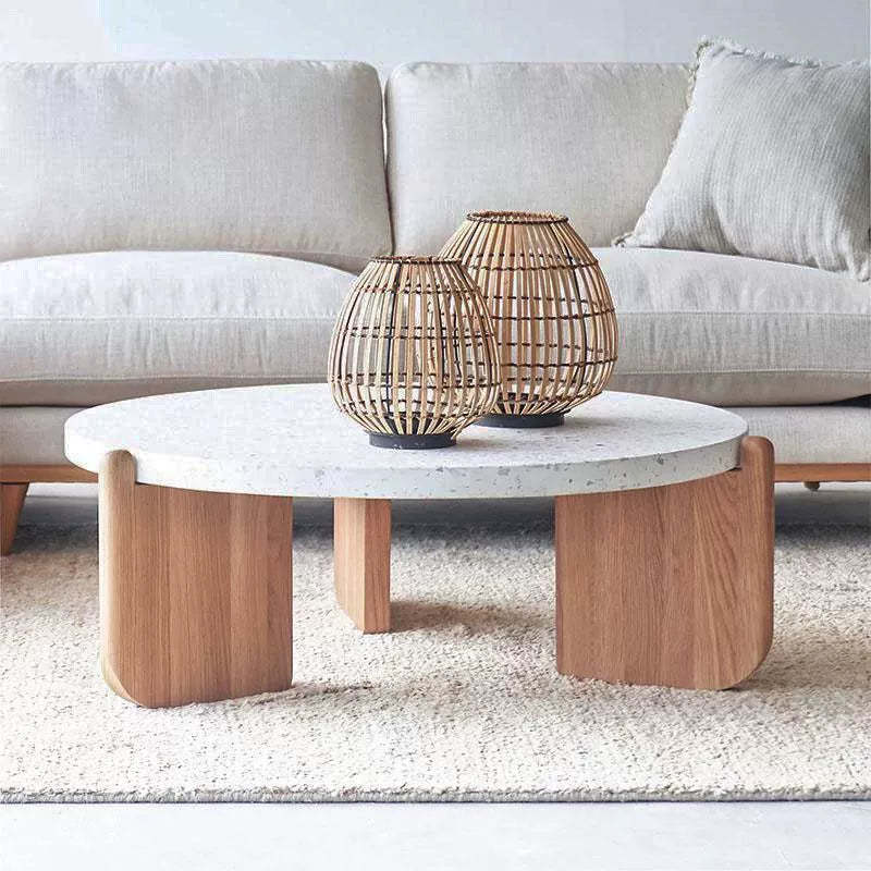 Nordic Wood Terrazzo Coffee Table Set