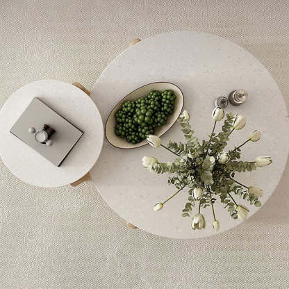 Nordic Wood Terrazzo Coffee Table Set