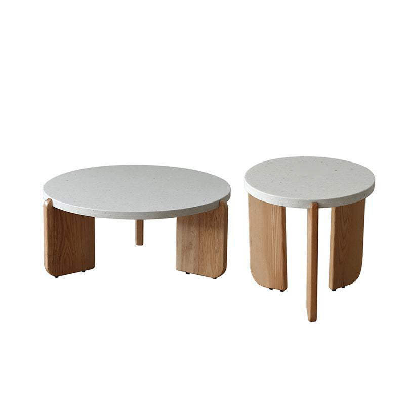 Nordic Wood Terrazzo Coffee Table Set