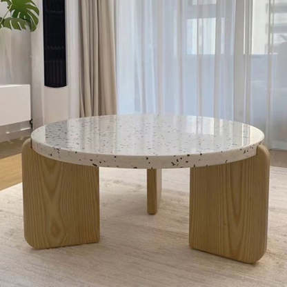 Nordic Wood Terrazzo Coffee Table Set