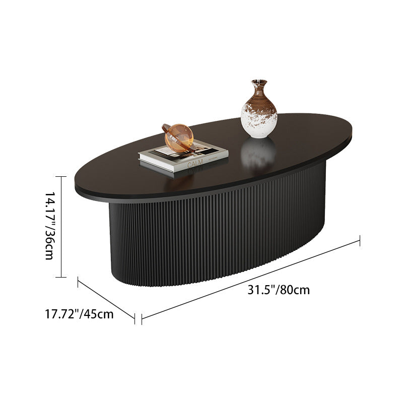 Scandinavian Slab Iron Oval Coffee Table Set — Oval - Medium / Gray