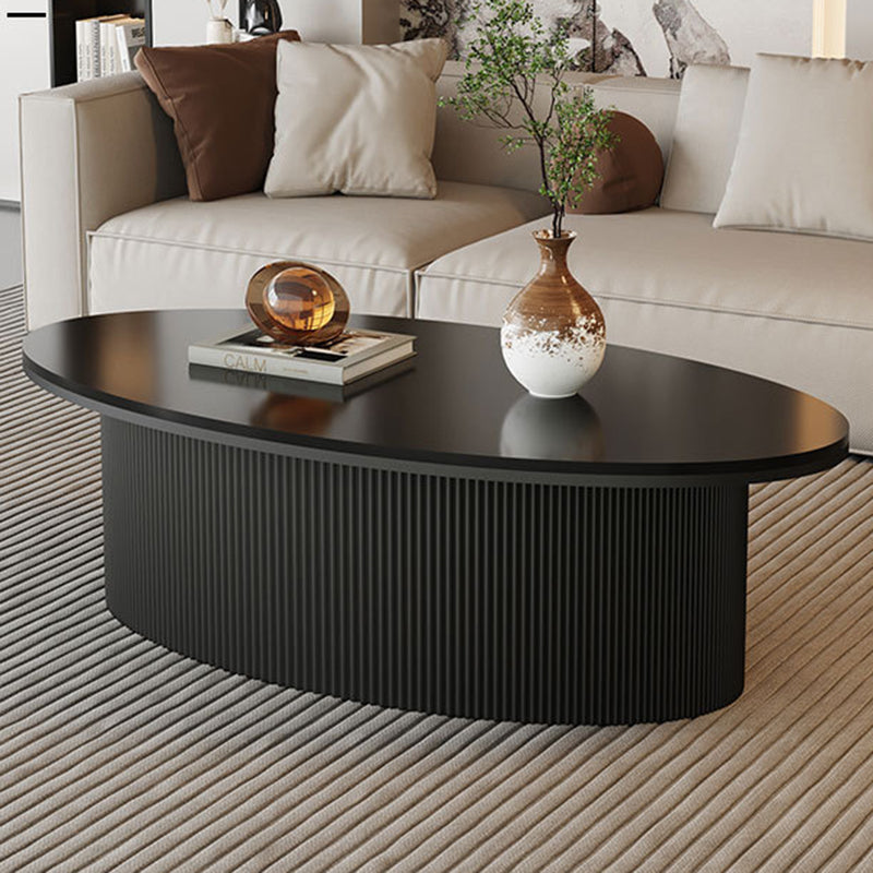 Scandinavian Slab Iron Oval Coffee Table Set — Round + Small Oval Table / Gray