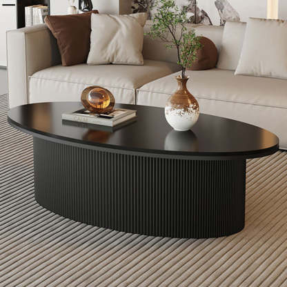 Scandinavian Slab Iron Oval Coffee Table Set — Round + Small Oval Table / Gray