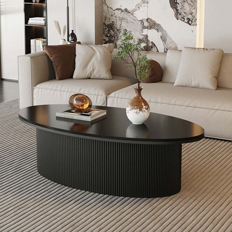 Scandinavian Slab Iron Oval Coffee Table Set — Round + Medium Oval Table / Black