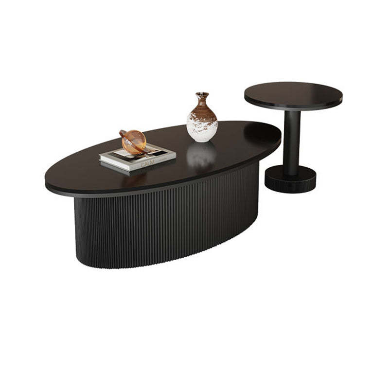 Scandinavian Slab Iron Oval Coffee Table Set