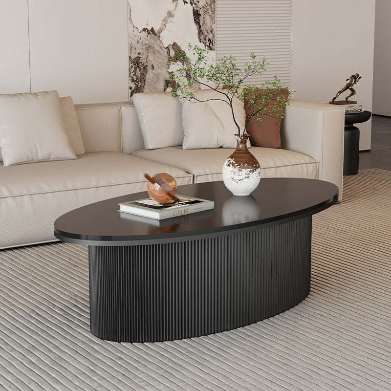 Scandinavian Slab Iron Oval Coffee Table Set — Oval - Small / Black