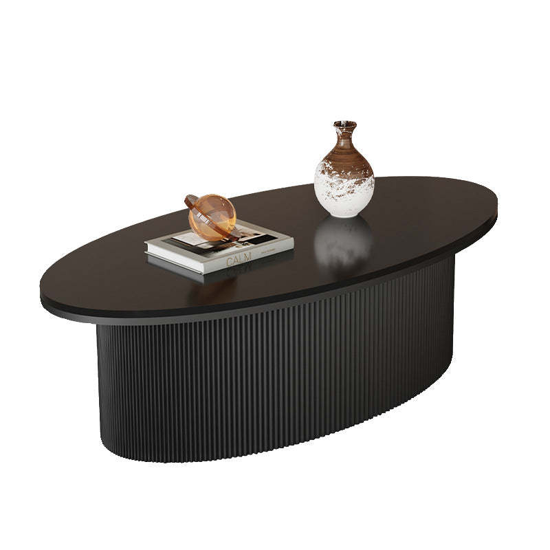 Scandinavian Slab Iron Oval Coffee Table Set — Round + Large Oval Table / White
