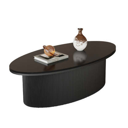 Scandinavian Slab Iron Oval Coffee Table Set — Round + Large Oval Table / White