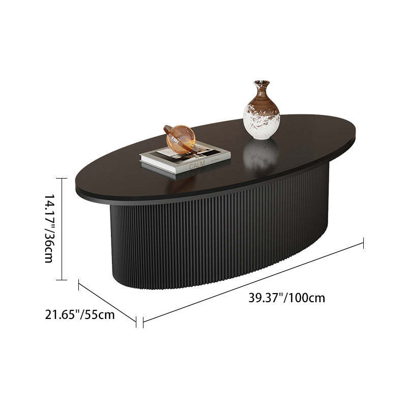 Scandinavian Slab Iron Oval Coffee Table Set — Round + Small Oval Table / White