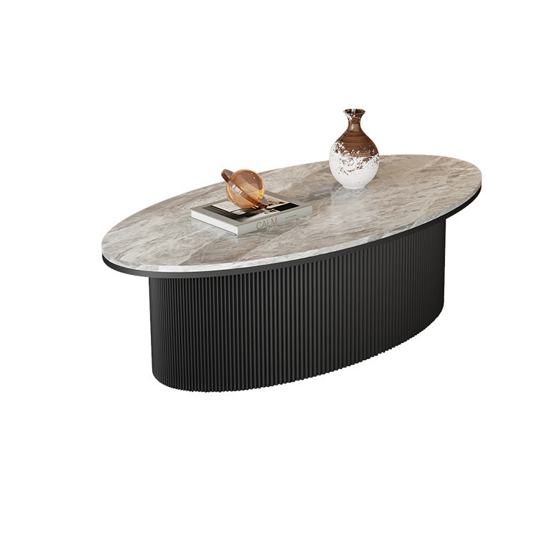 Scandinavian Slab Iron Oval Coffee Table Set