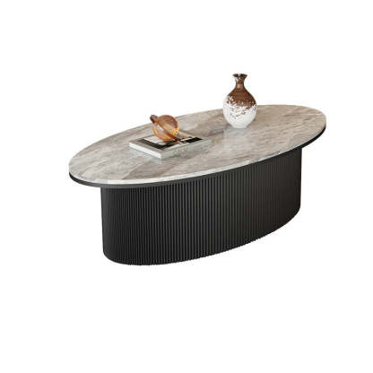 Scandinavian Slab Iron Oval Coffee Table Set