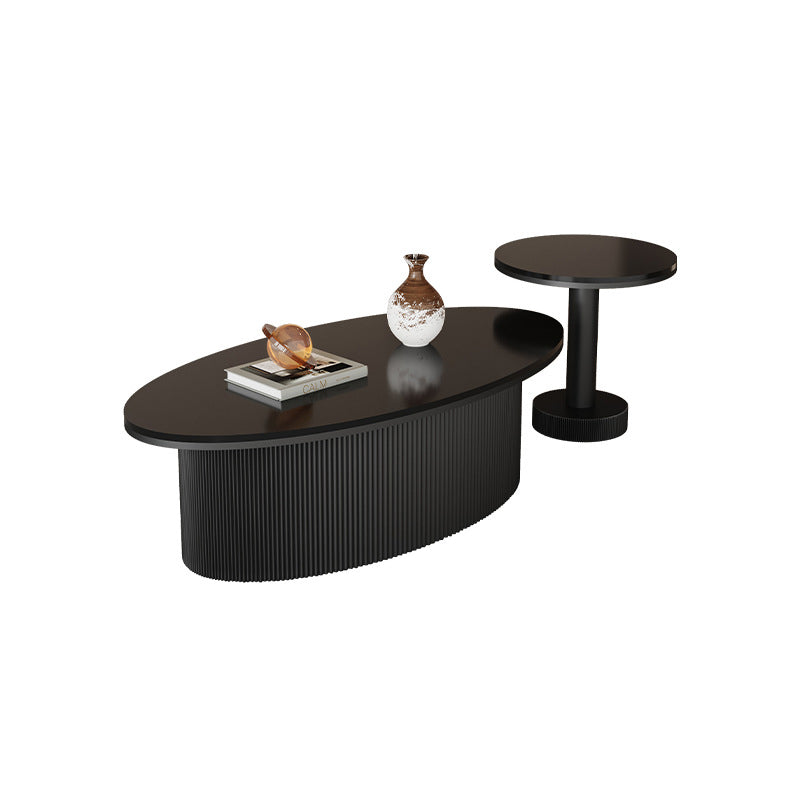 Scandinavian Slab Iron Oval Coffee Table Set