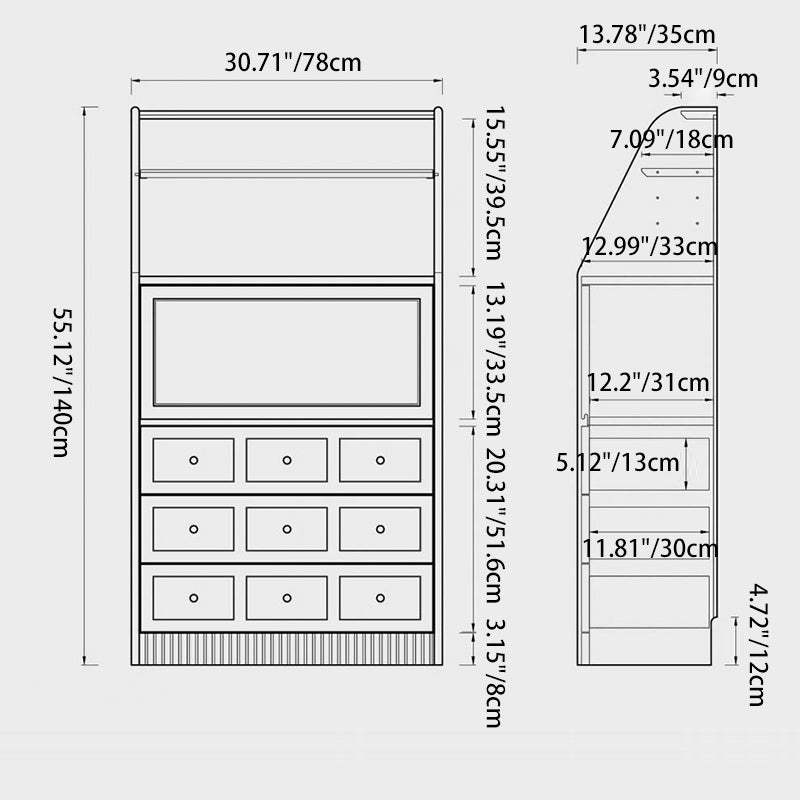 French Muslin Wood 3-Drawer Side Table