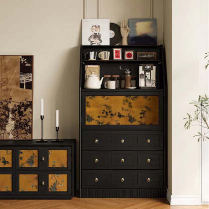 French Muslin Wood 3-Drawer Side Table