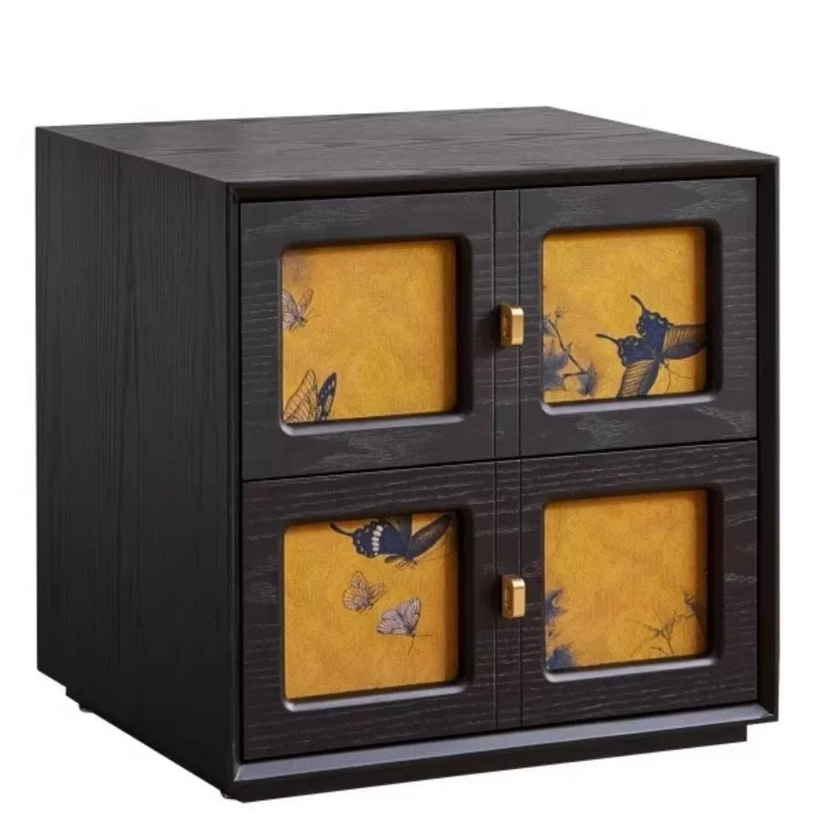 Vintage Handmade Muslin Boxwood Modular 2-Drawer Nightstand