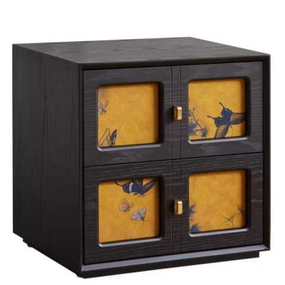Vintage Handmade Muslin Boxwood Modular 2-Drawer Nightstand