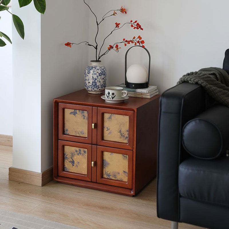 Vintage Handmade Muslin Boxwood Modular 2-Drawer Nightstand