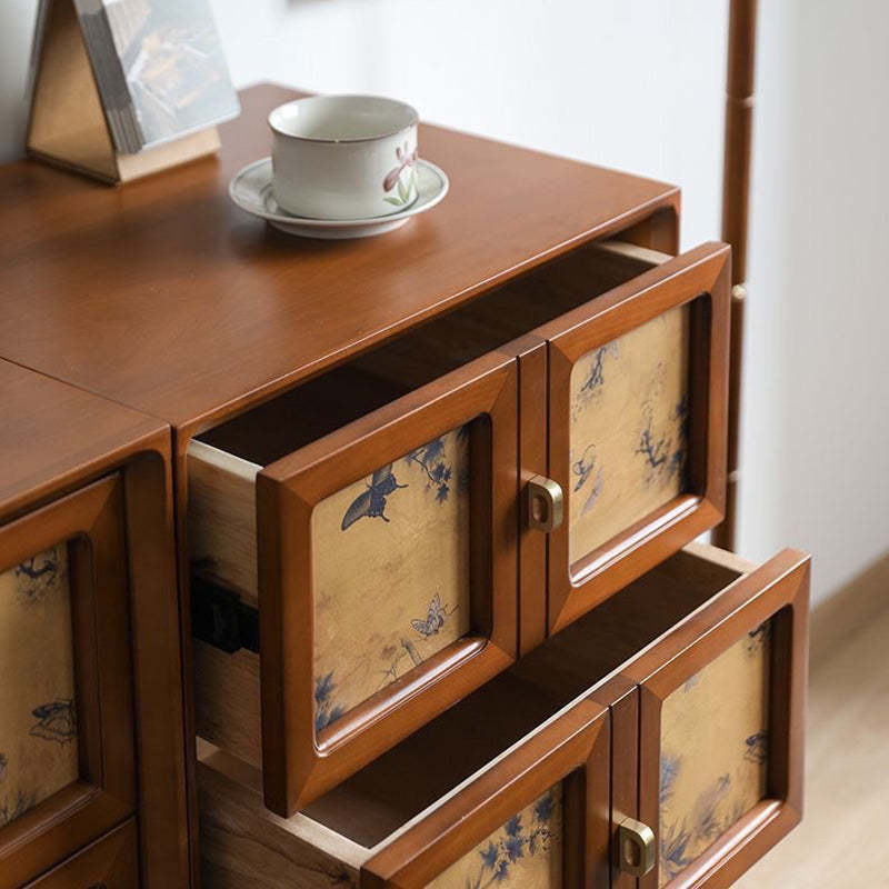 Vintage Handmade Muslin Boxwood Modular 2-Drawer Nightstand