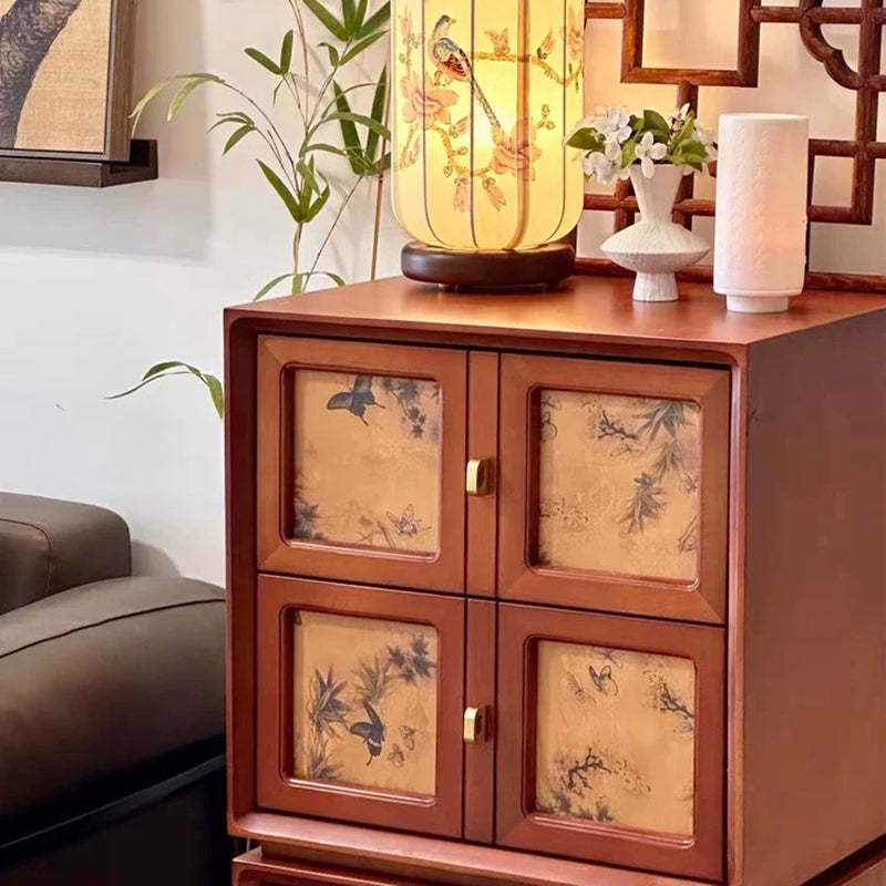Vintage Handmade Muslin Boxwood Modular 2-Drawer Nightstand