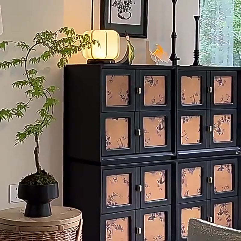 Vintage Handmade Muslin Boxwood Modular 2-Drawer Nightstand