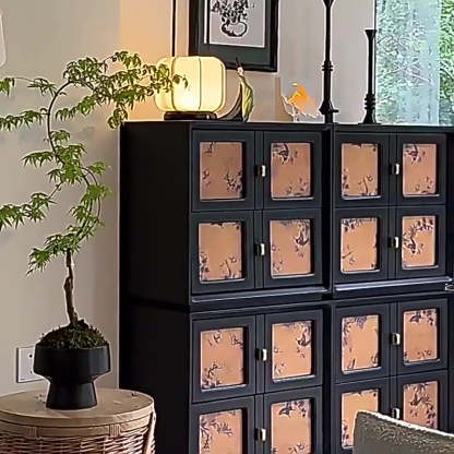 Vintage Handmade Muslin Boxwood Modular 2-Drawer Nightstand