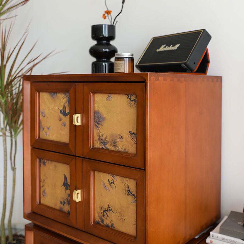 Vintage Handmade Muslin Boxwood Modular 2-Drawer Nightstand
