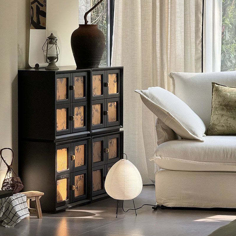 Vintage Handmade Muslin Boxwood Modular 2-Drawer Nightstand