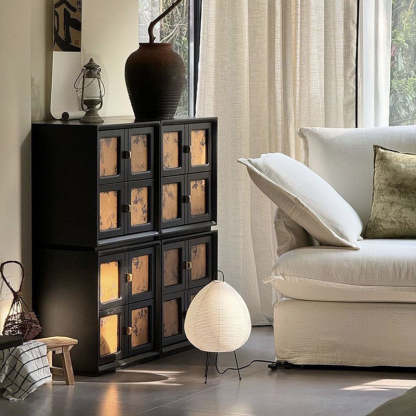 Vintage Handmade Muslin Boxwood Modular 2-Drawer Nightstand