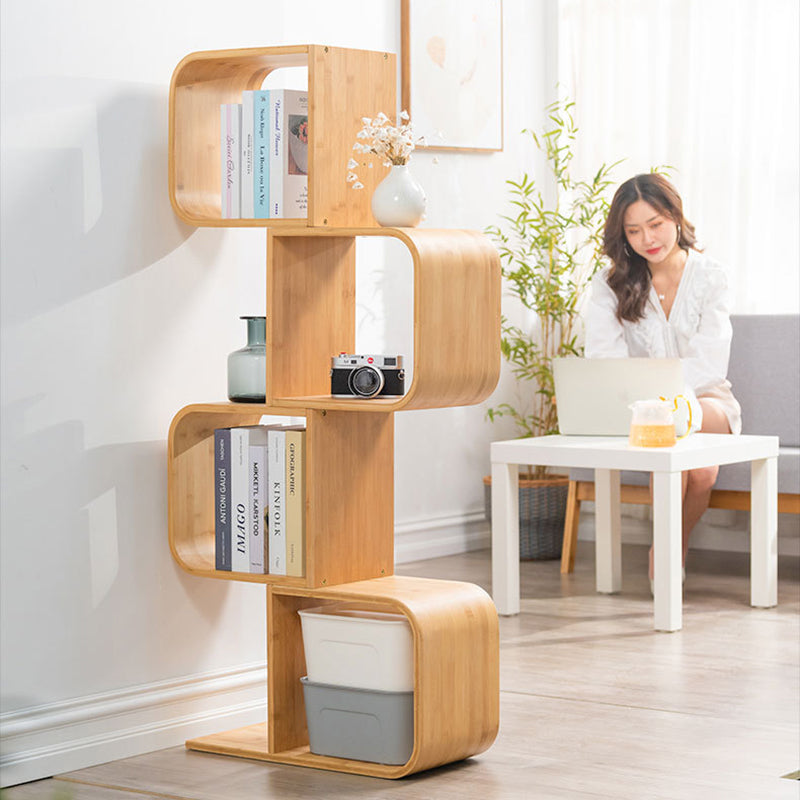 Modern Bamboo S-Shaped 2-5 Tier Bookshelf