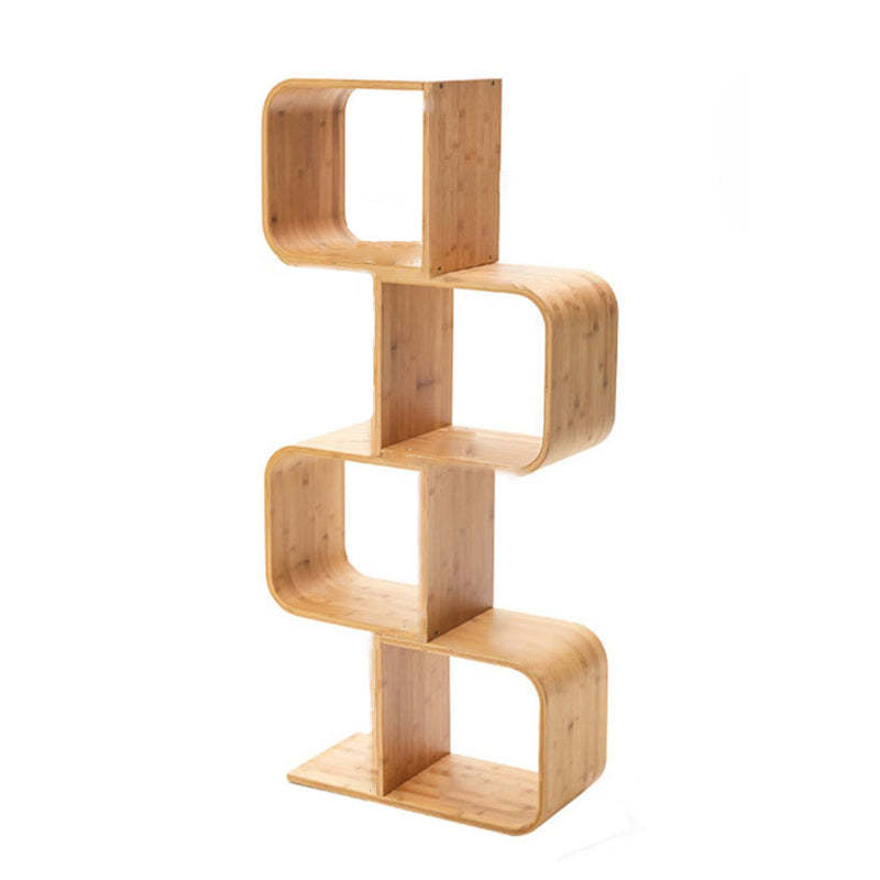 Modern Bamboo S-Shaped 2-5 Tier Bookshelf