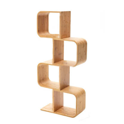 Modern Bamboo S-Shaped 2-5 Tier Bookshelf