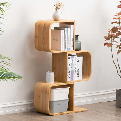 Modern Bamboo S-Shaped 2-5 Tier Bookshelf — 5