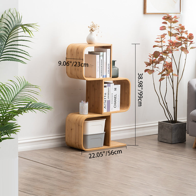 Modern Bamboo S-Shaped 2-5 Tier Bookshelf