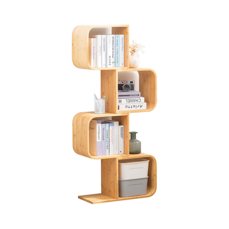 Modern Bamboo S-Shaped 2-5 Tier Bookshelf