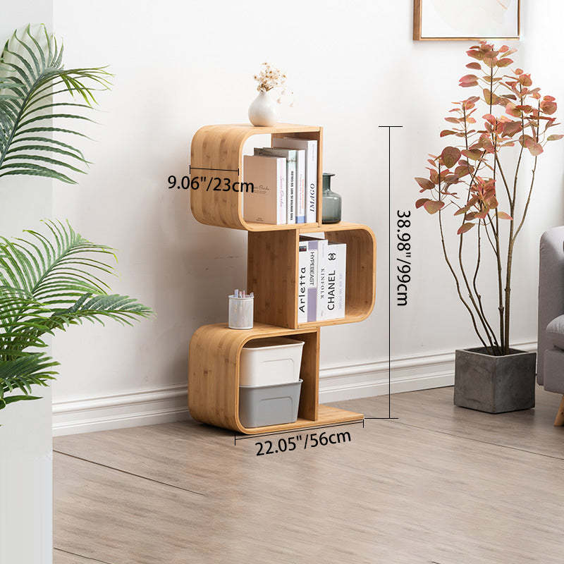 Modern Bamboo S-Shaped 2-5 Tier Bookshelf
