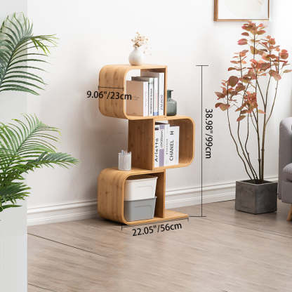 Modern Bamboo S-Shaped 2-5 Tier Bookshelf