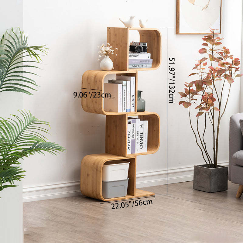 Modern Bamboo S-Shaped 2-5 Tier Bookshelf