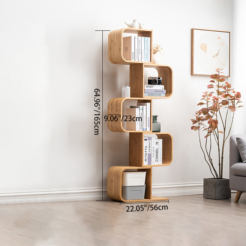 Modern Bamboo S-Shaped 2-5 Tier Bookshelf