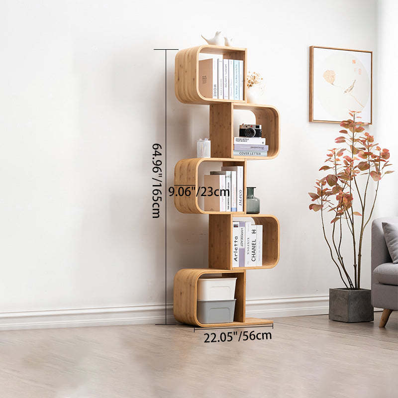 Modern Bamboo S-Shaped 2-5 Tier Bookshelf