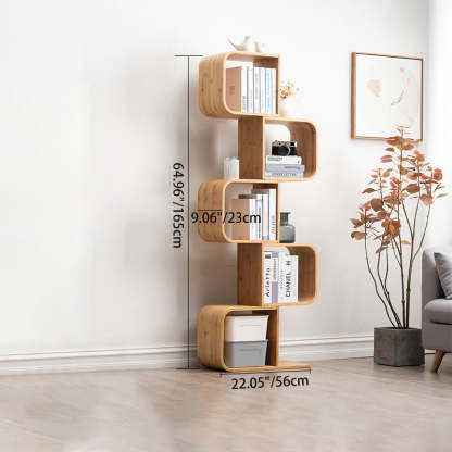 Modern Bamboo S-Shaped 2-5 Tier Bookshelf