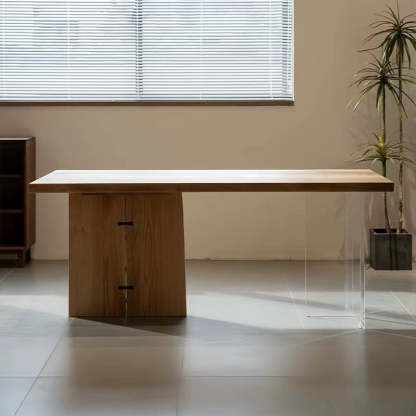 Nordic Ash Pine Acrylic Dining Table for 2/4